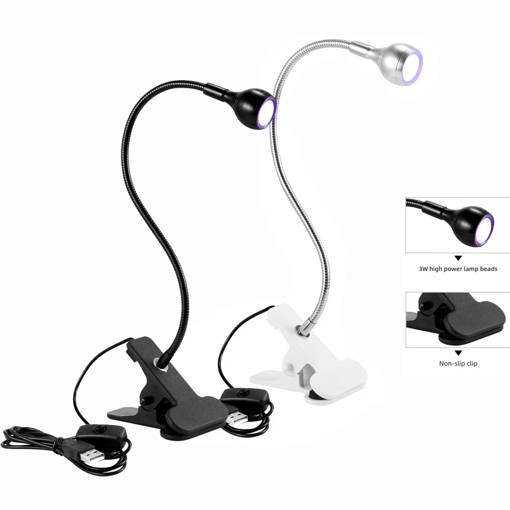 

Hot USB Led Reading Desk Light UV Lamp Purple Light Mobile Phone Repair UV Glue Curing Light Adjustable Clip-On Nail Dryer Lamp