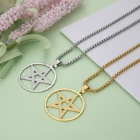 supernatural pentagram necklace for men stainless steel box chain pentacle star talisman amulet pendant necklaces jewelry