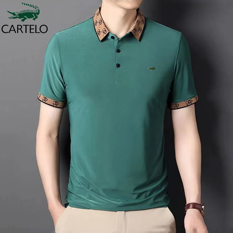 

CARTELO Embroidered Summer New Men's POLO Shirt Sports Casual Turn-Down Collar Stretch Breathable Bottoming Shirt T-Shirts