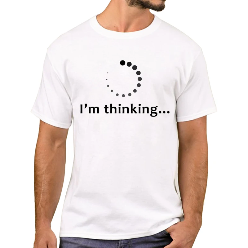 

Мужская футболка TEEHUB с надписью «I'm Thinking», модные футболки с принтом, крутые футболки с коротким рукавом, забавная футболка