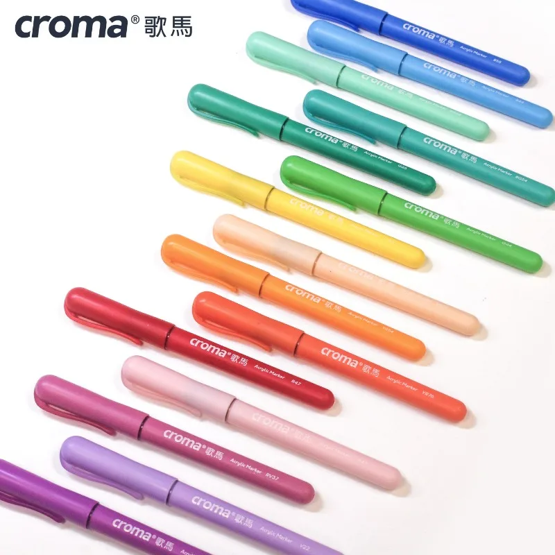 Фото Croma 160/1 цветов многоразового использования прямой жидкий акриловый маркер с мягким наконечником акварельная моющаяся кисть товары для рукоделия канцелярские принадлежности №4