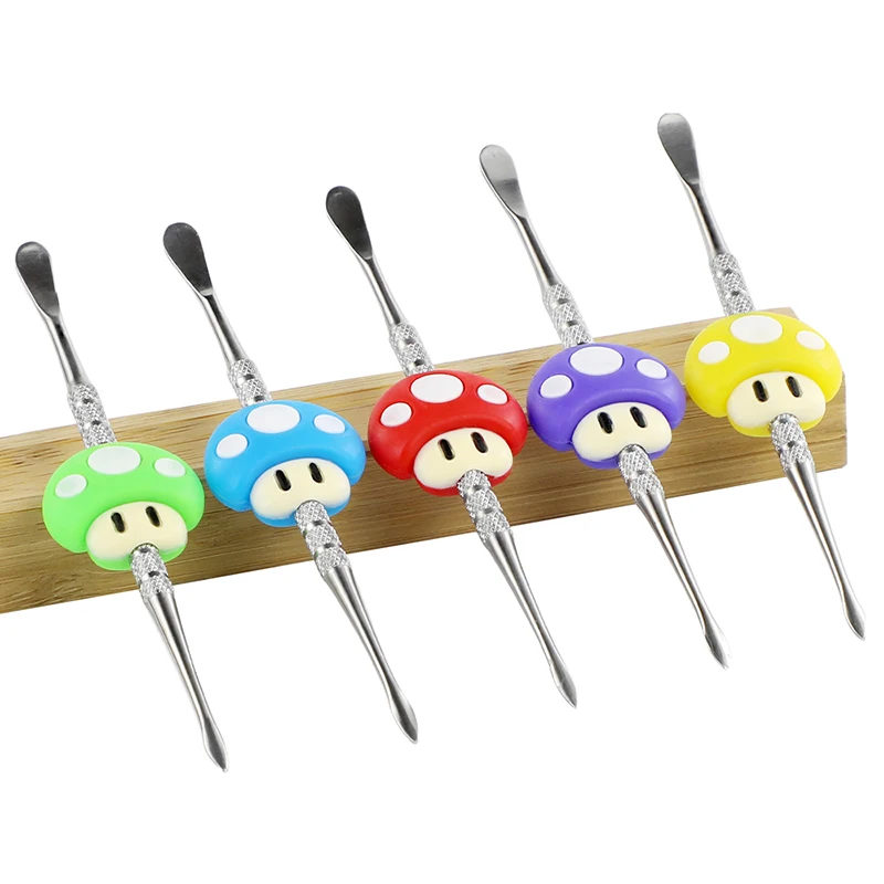 

Cute Wax Dabber Tool Metal Dab Accessories Mushroom Design Smoking Accessories Kit Gifts