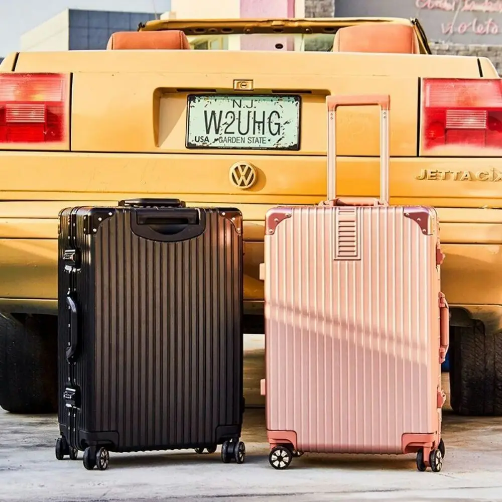 Luggage Fixed belt alloy Rolling Luggage Spinner 20/24/29 inch Women Metal Trolley Men Business Suitcase Wheels