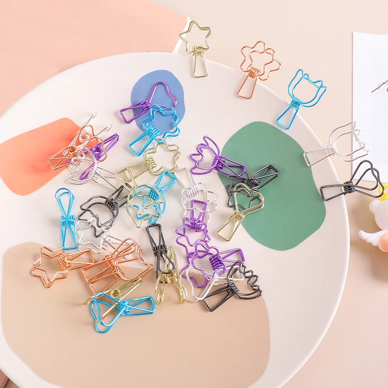 

Однотонные открытые металлические зажимы для бумаг, зажимы для заметок, креативные заколки для волос, канцелярские товары, канцелярские то...