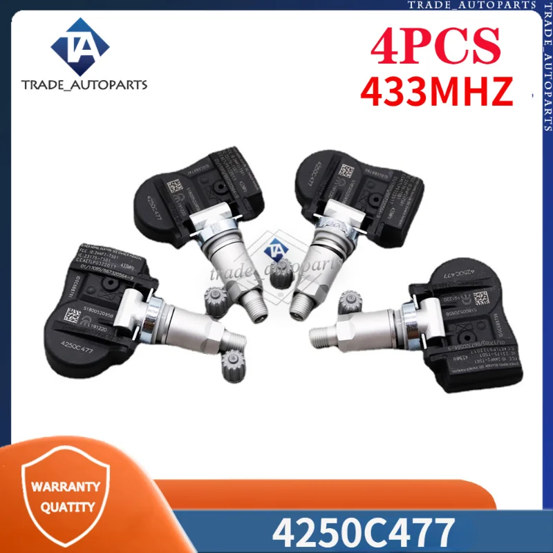 Датчик давления в шинах TPMS для Fiat Fullback Peugeot Mitsubishi I-Miev L200 Outlander Spacestar 4250C477 1612477080, 4 шт.