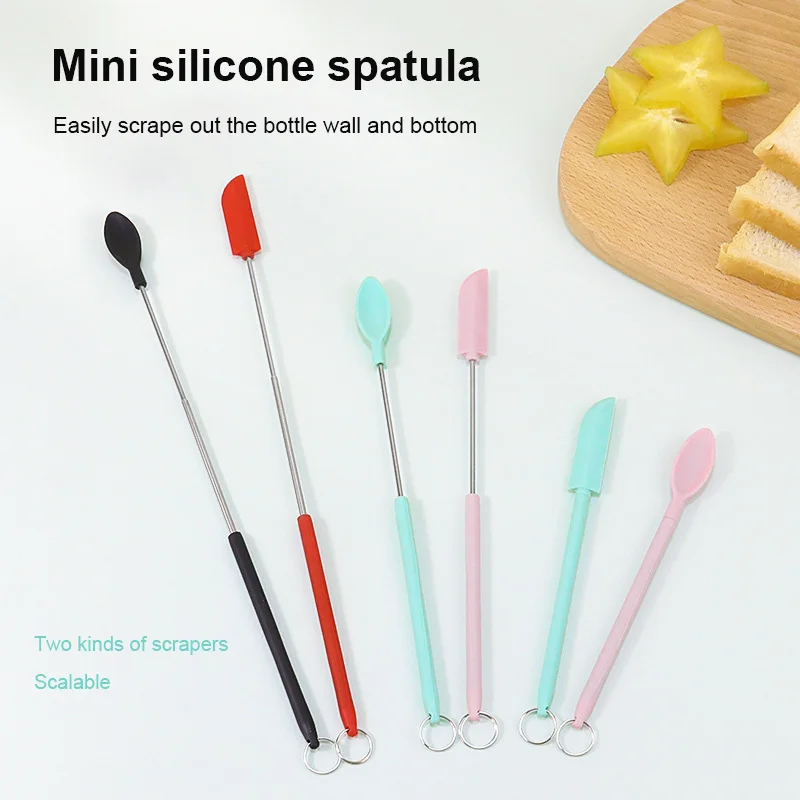 

Silicone Spatul Mini Retractable Spatul Jam Deep Bottle Scraper Spoon Spatula Set Butter Cream Telescoping Spatula Kitchen Tools