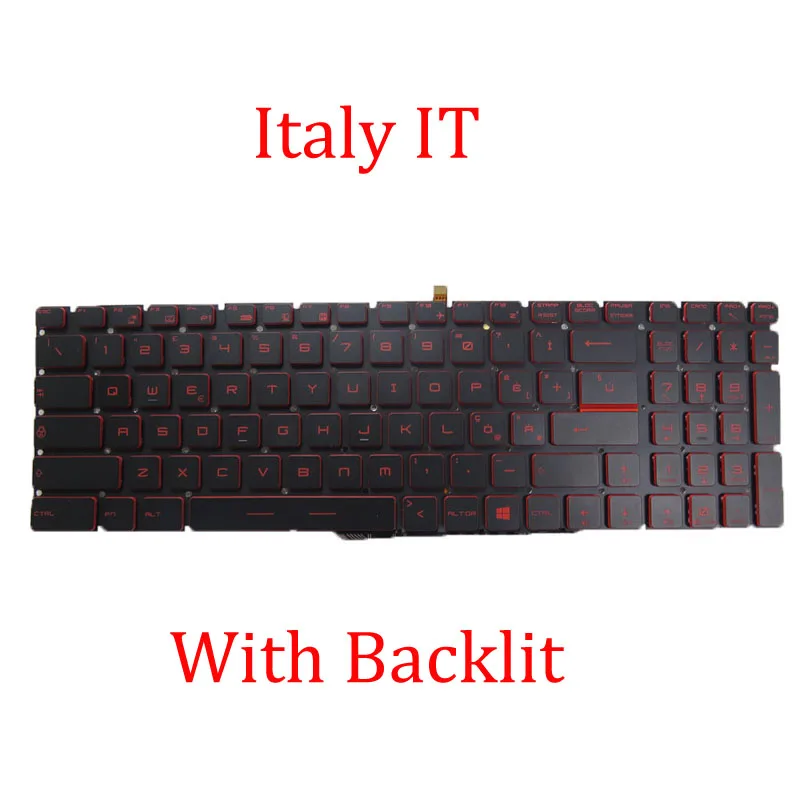 Клавиатура US IT TR FS HB AR с красной подсветкой для MSI GL63 8RC 8RD 8RE 8SC 8SD 8SE 9RC 9RD 9SC 9SD 9SE