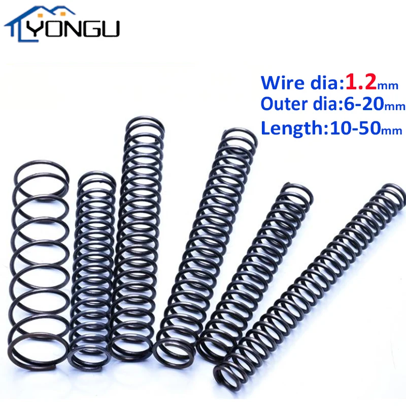 

5Pcs Wire diameter 1.2 mm Compression Springs Pressure Spring Black