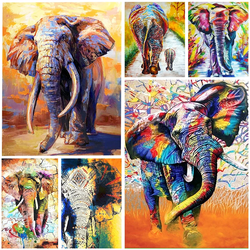 

Animal Diamond Painting Elephant Diamond Mosaic Full Round Diamond Embroidery Cross Stitch Rhinestone Diamond Home Decor