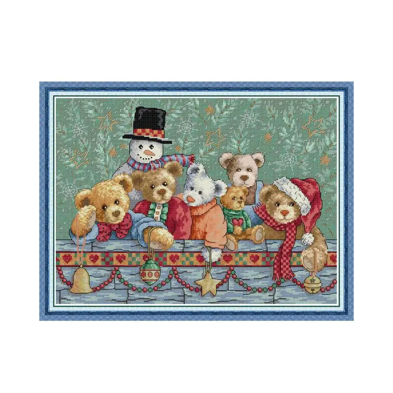 

Joy Sunday Brown Bear Pattern Counted DIY 11CT 14CT Stamped DMC Cross Stitch Set Embroidery Kits Needlework Home Decor Gifts