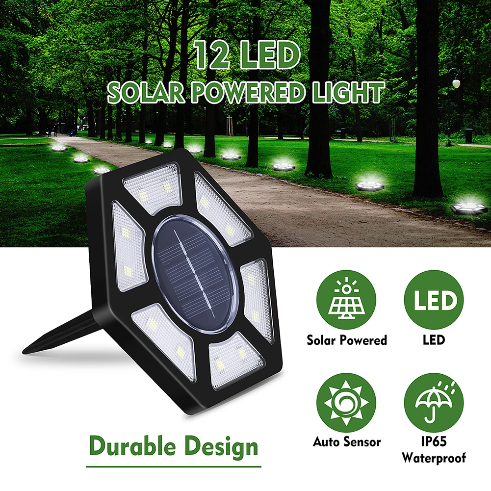 

Solar Buried Lamps Ground Lights Recharging Fence 4/6x 12 LED Automatically Landscape for Garden Lawn Yard Stair Decking