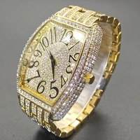 missfox men watches gold big arabic numerals luxury male quartz clocks diamond stainless steel waterproof mens wristwatch gifts