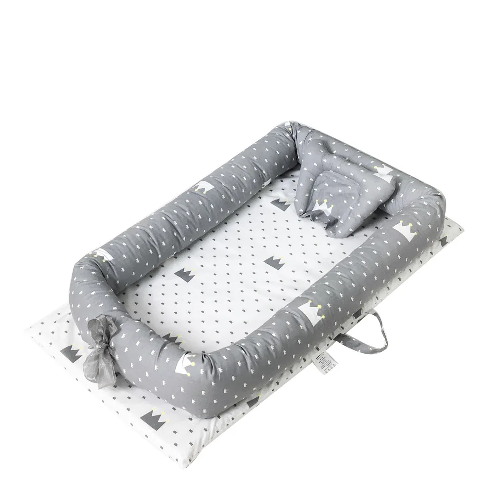 

Портативная кроватка из чистого хлопка, съемная и моющаяся кроватка для новорожденных, детский артефакт для сна, складная бионическая кровать