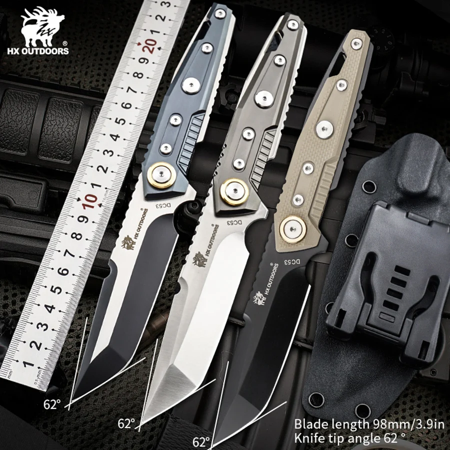 Фото Нож Hx Outdoors dc53, охотничий нож, универсальный нож для выживания, крутые ножи для кемпинга, инструмент для самообороны с kydex, дропшиппинг №1