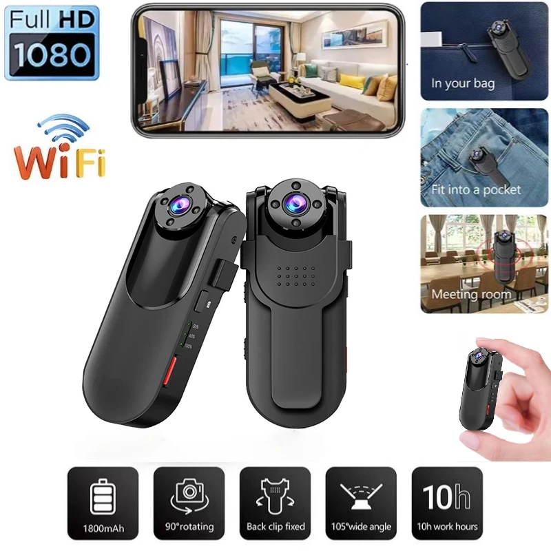 

1080P HD Mini Camera Wireless WIFI Webcam Portable DVR Recorder Infrared Night Vision Looped Video Can Be Recorded Camcorder
