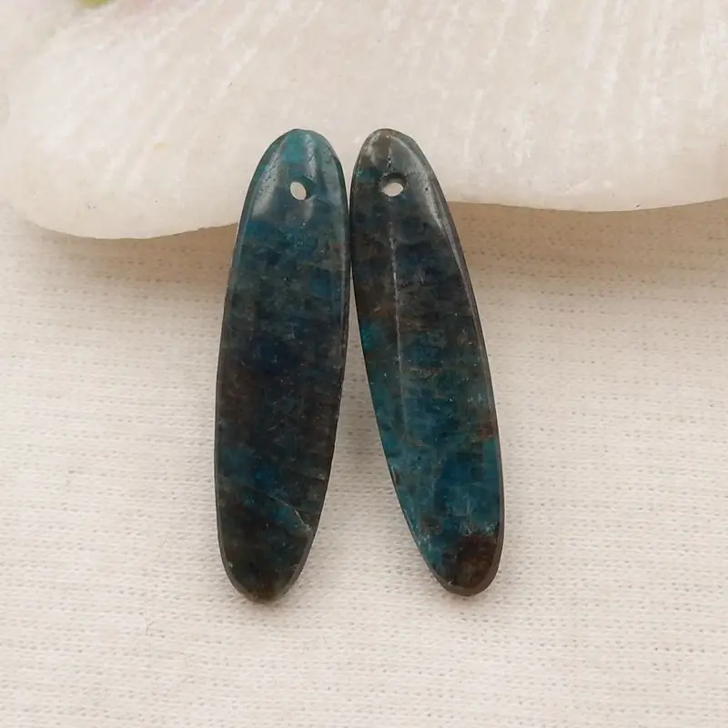 

Semiprecious Natural Stone Blue Apatite Crystal Fashion Earring Bead Accessories For Women 30x8x4mm 4g
