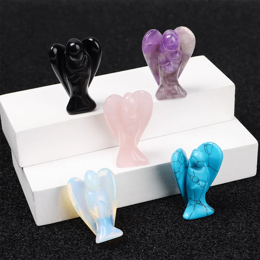 

Quartz Gemstone Lucky Charm Home Decoration Guardian Angel Figurines Healing Stone Reiki Chakra Natural Crystal Statue