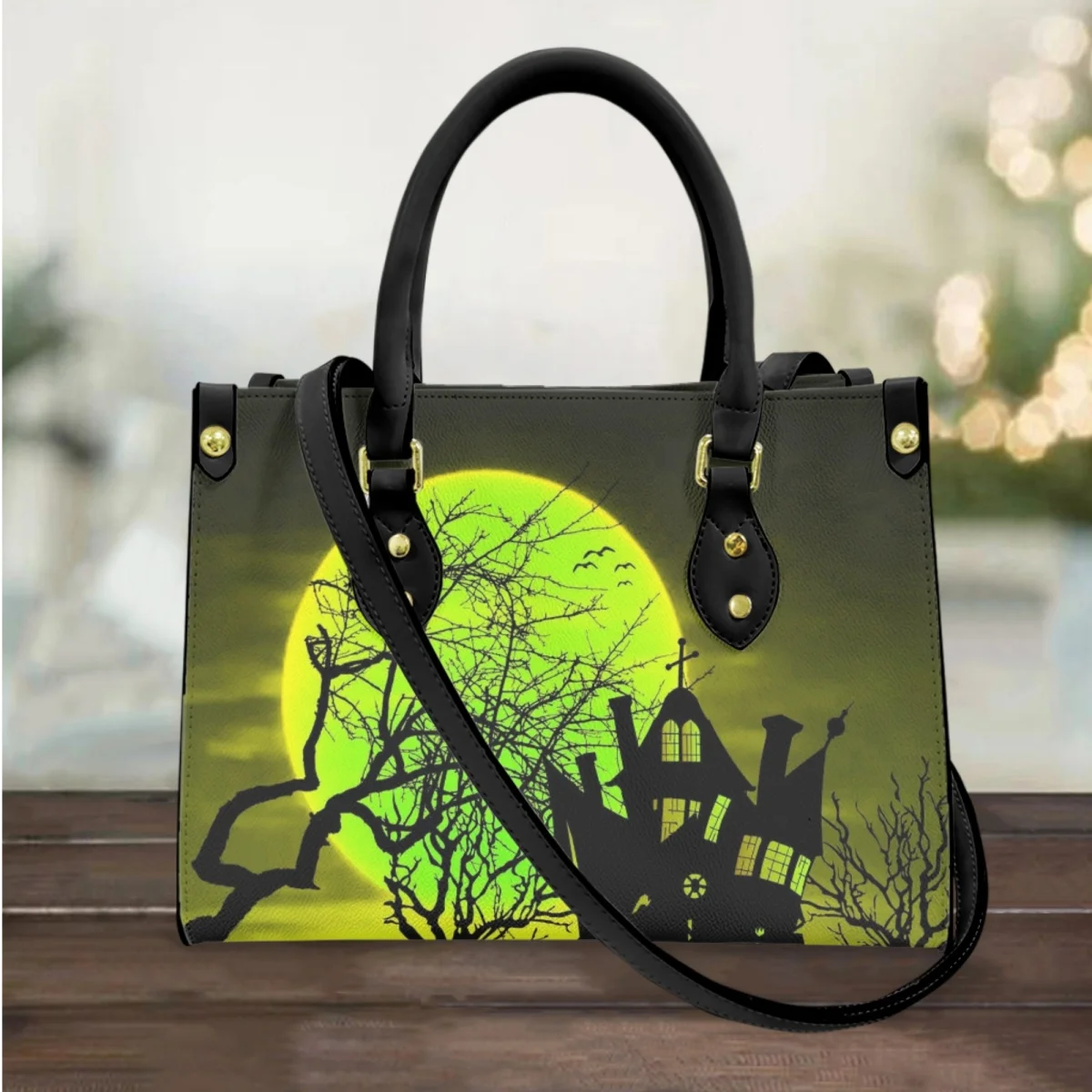 

FORUDESIGNS Halloween Moon Design Women's Handbags Fashion Horror Teen Girl Shoulder Bags Charming Cross Bags Commuting