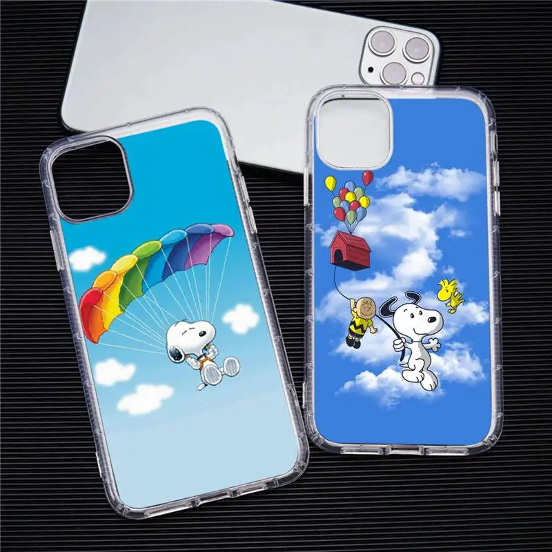

Cartoon Cute Dog Snoopy The Charlie Brown Phone Case Transparent For iphone 13 12 11 Pro Max Mini XS Max 8 7 Plus X SE 2020 XR