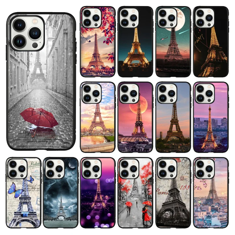 

Love London Eiffel Tower Phone Case for iPhone 14 13 12 11 Pro MAX X XS Max XR Mini SE 7 8 Plus Black Funda Coque Case