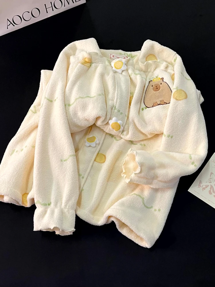 Пижамы ночная рубашка женская осенне-зимняя пижама больших размеров утепленная