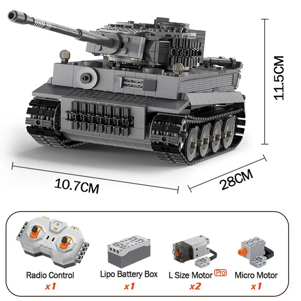 925 шт. Ww2 военная армия 1:35 Sd.Kfz.181 Tiger Tank City пульт дистанционного управления