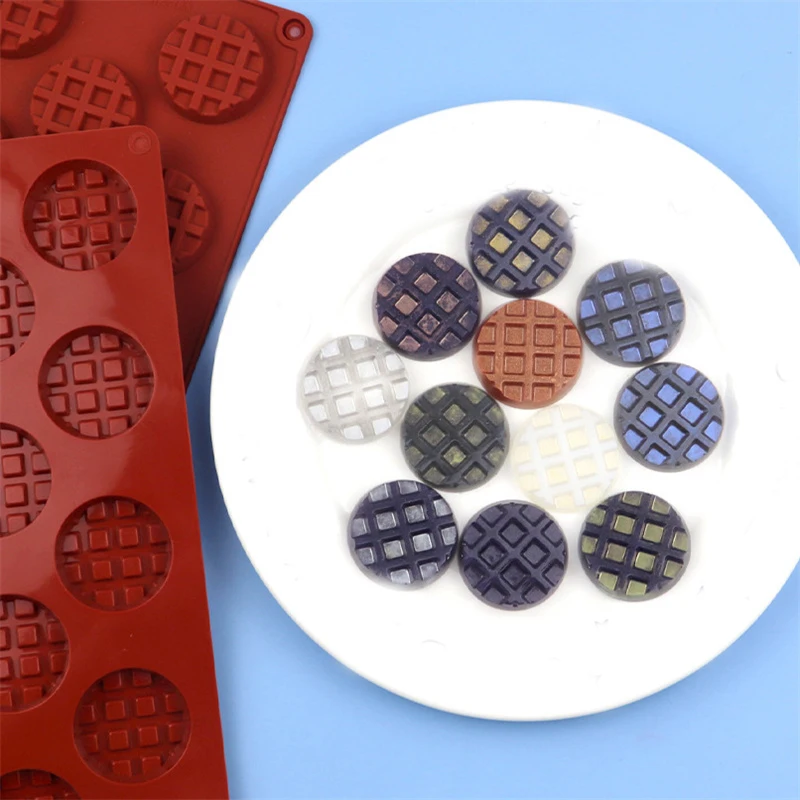 

18 Pan Waffle Shape Chocolate Fondant Silicone Mold DIY Round Biscuit Cake Baking Decorative Aromatherapy Plaster Candle Soap