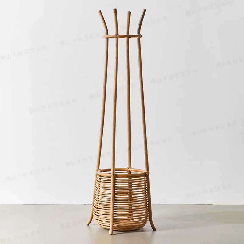 

Rattan Floor Clothes Rack Nordic Rattan Coat Rack Household Storage Simple Multi-Functional Vertical Storage Rack