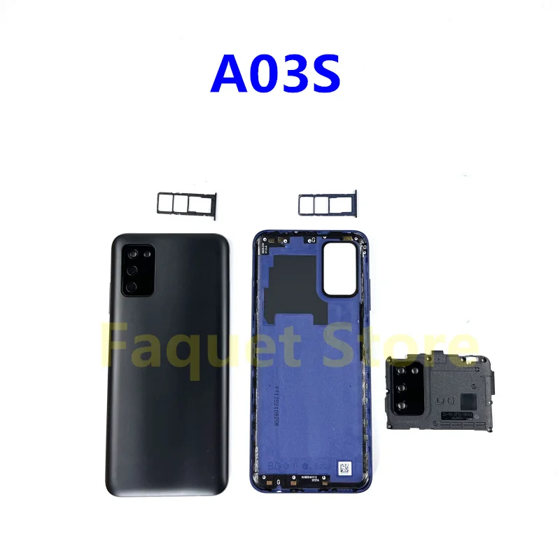 

Крышка батарейного отсека для SAMSUNG Galaxy A03S, запасные части для задней крышки корпуса A037F A037 A037U, Крышка батарейного отсека + объектив камеры