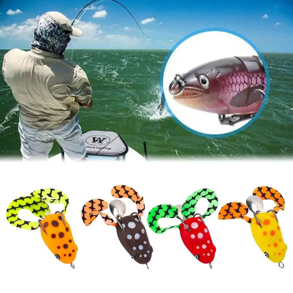

Soft Frog Fishing Lures Topwater Artificial Silicone Crankbait Fishing Bait with Tackle Hooks Bass Double P3H9