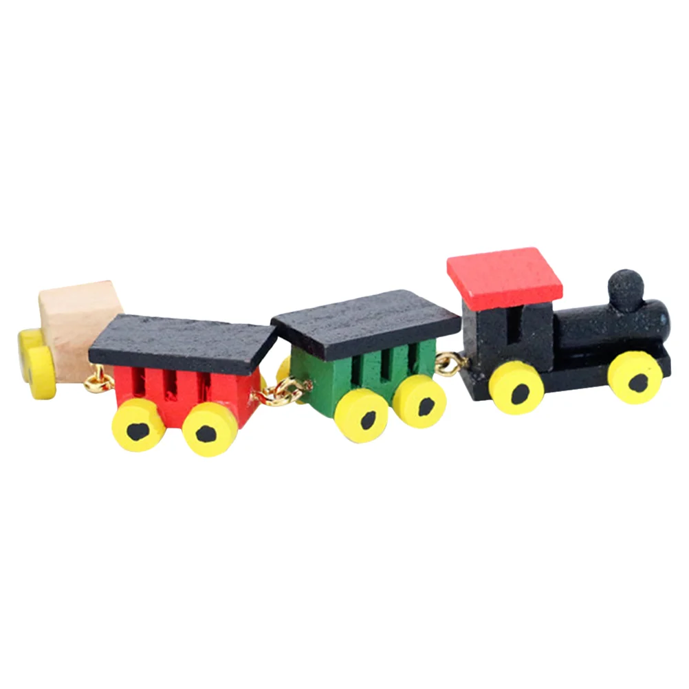 

Ornaments Miniature Model Decorative House Train Accessory Cartoon Adornment Wooden