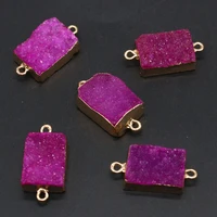 wholesale10pcsnatural stone rose red crystal bud rectangular connector pendant makingdiynecklace bracelet jewelry accessory gift