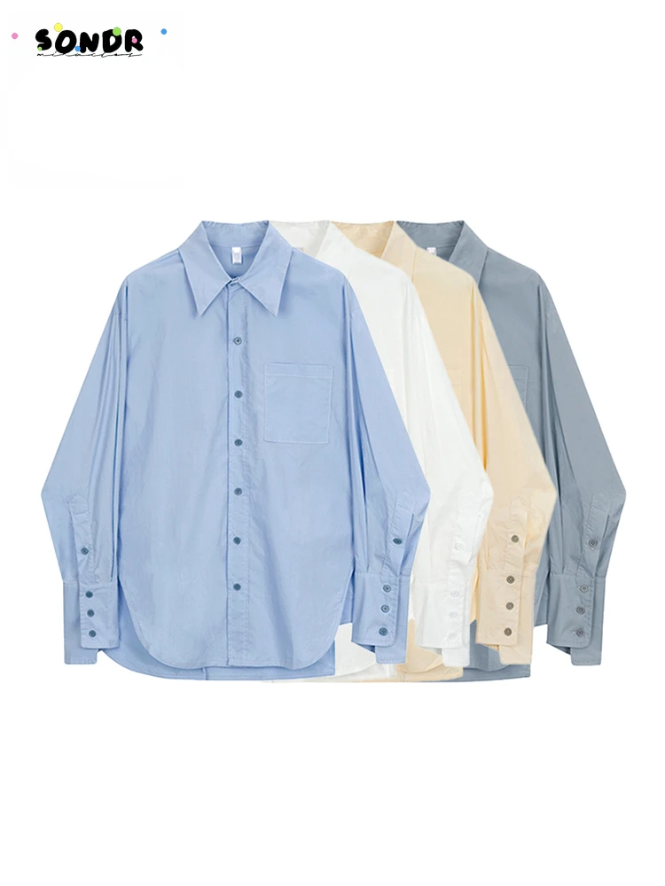 

Женская блузка с длинным рукавом, однотонная Повседневная офисная винтажная рубашка в Корейском стиле, весна 2022