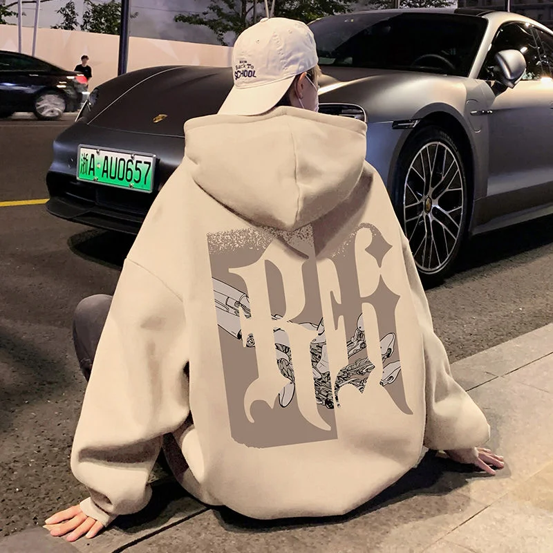 

Pullover Hoodie Men Autumn Winter Couple Hip Hop Sweatshirt Ins Tide Brand Loose Jacket Hoodie American Style Plus Velvet Heavy