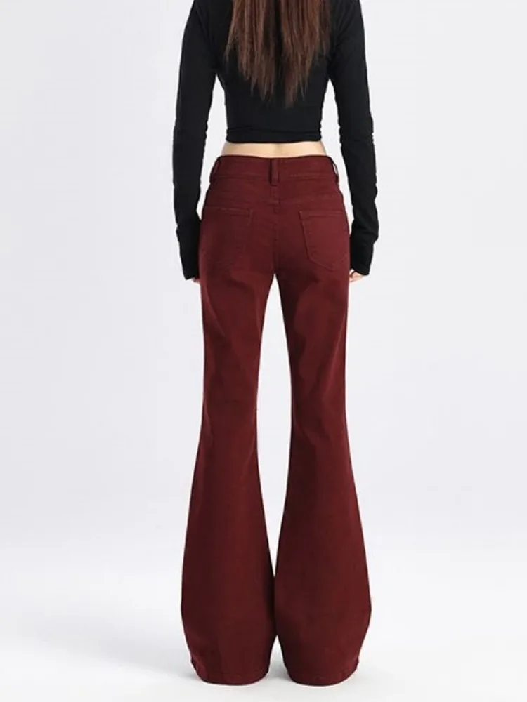 FINEWORDS винтажные повседневные джинсы-клеш с высокой талией женские корейские