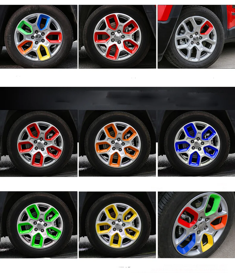 

Accessories For Jeep Renegade 2016 2017 Wheel Hub Rim Color Red Orange Green Blue Yellow Carbon Fiber Sticker Cover Car Styling