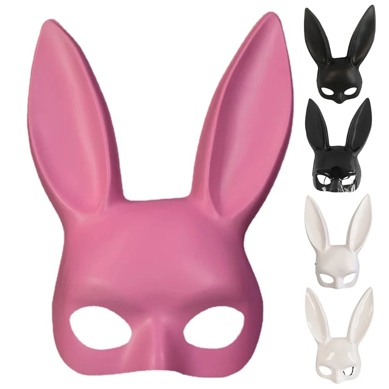 Adult Rabbit Mask half face Bunny Mask Halloween Easter Costume Masquerade Cosplay