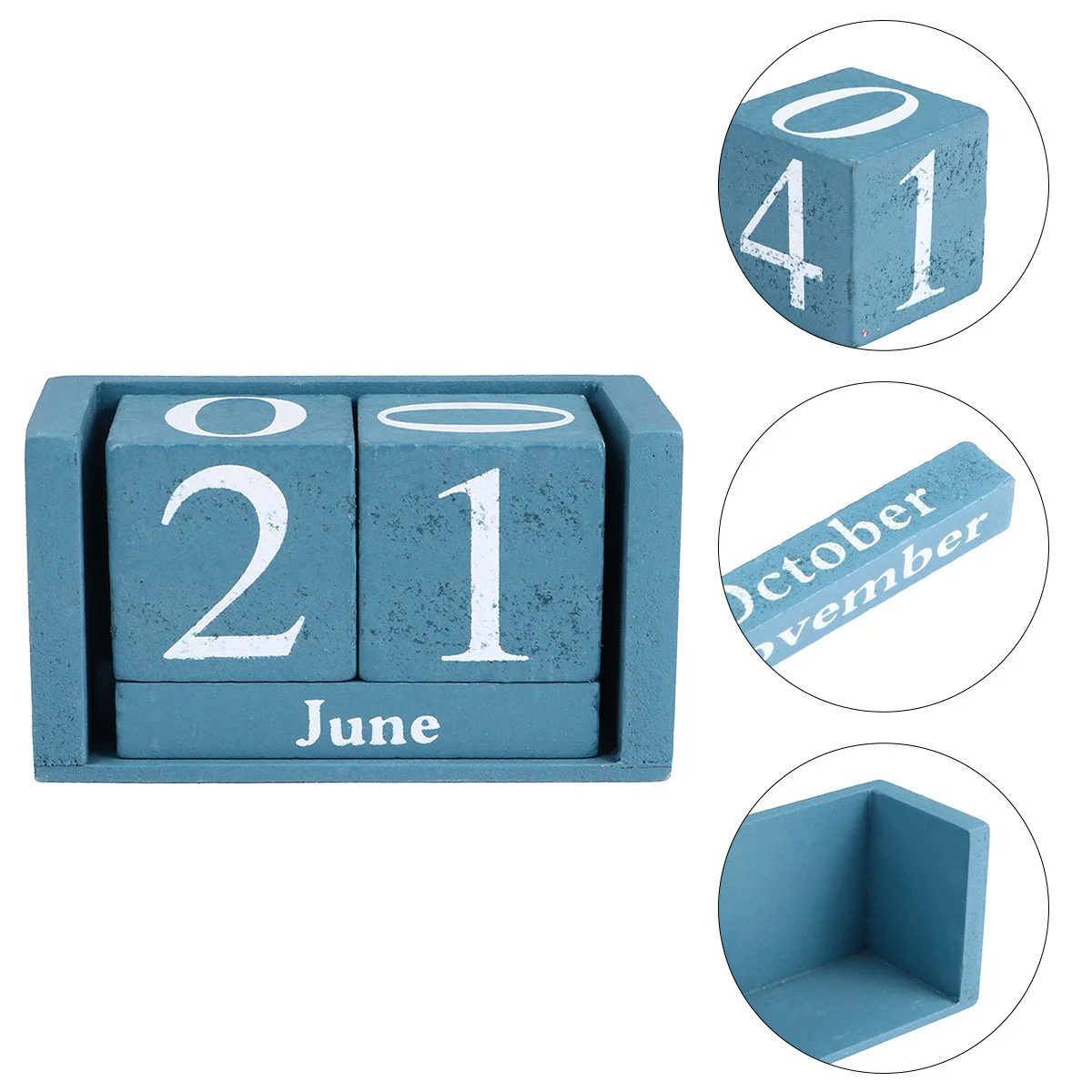 

Wooden Perpetual Calendar Vintage Block Month Date Display Home Office Decoration Desk
