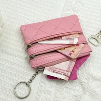 women wallet storage bag multi pocket short wallet card cash holder coin purse mini ultra thin portable soft rhombus embroidered