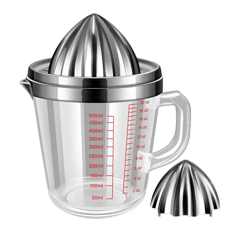 

Ручная портативная соковыжималка для цитрусовых, соковыжималка для лимона с крышкой, пластиковая соковыжималка из нержавеющей стали для лимона, грейпфрута, кухонное приспособление, поставка