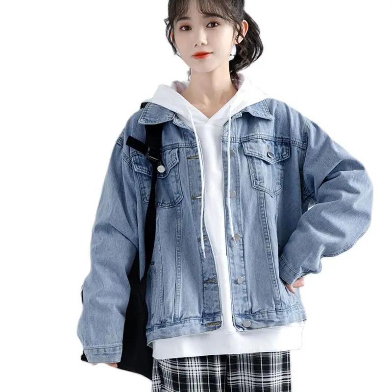 

2022 Spring Autumn New Denim Jackets Womens Korean Version Casual Loose Slim Fit Denim Jackets Women's Style warm All-match Coat