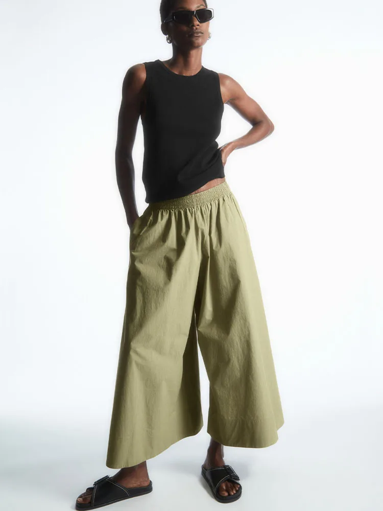 

Женские брюки с широкими штанинами, с эластичным поясом