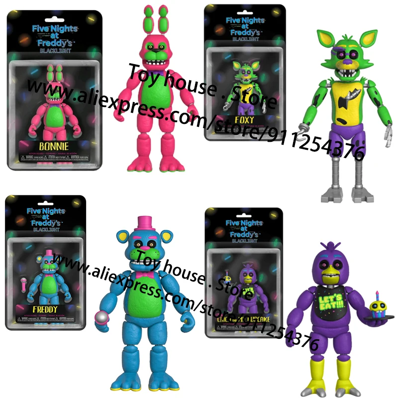 New Colour Toys 5 FNAF At Five Nights Security Breach Action Figures Bonnie Foxy Fazbear Bear Doll Model Kids Toy Birthday Gifts