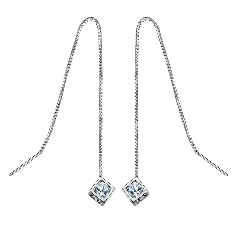 Южная Корея Бессмертные элегантные серьги из стерлингового серебра S925 с кубиком