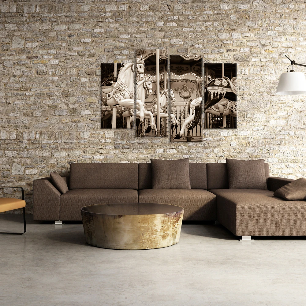 4 шт. карусель лошади домашний декор плакат парк развлечений Печать на холсте