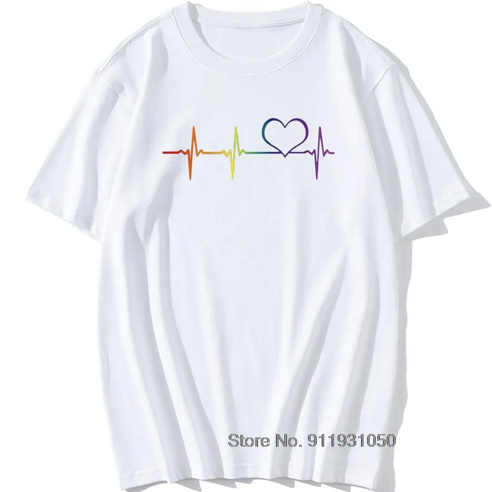 

Heart Heartbeat Men's T-shirt Simple Fashionable Design Inspired Patter Black Round Neck Short Sleeved 100% Cotton Tshirt