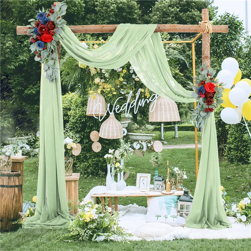 

6 Yards Wedding Decor Tulle Chiffon Fabric Arch Drape Sheet Crystal Decorative Curtain Backdrop Party Supplies Bohemian DIY Home