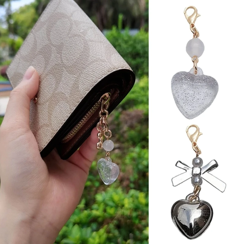 

Милый крутой ветер, акриловый брелок с бантом в форме сердца, Y2k, нишевой подвесной Кошелек для монет