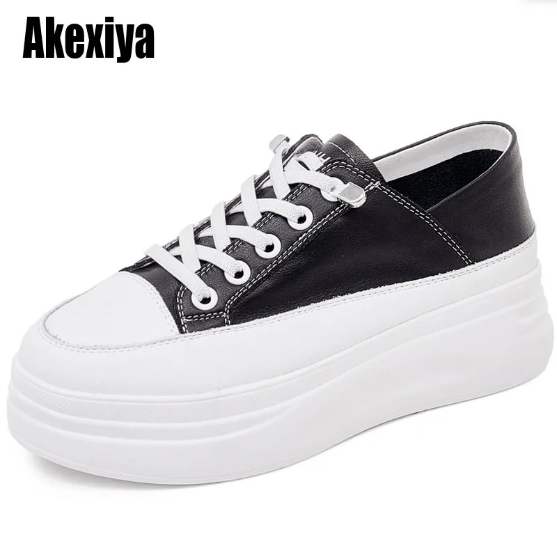 

Кроссовки женские из натуральной кожи, дышащие сетчатые, на низком каблуке, плоская платформа, на шнуровке, белые, BC3989