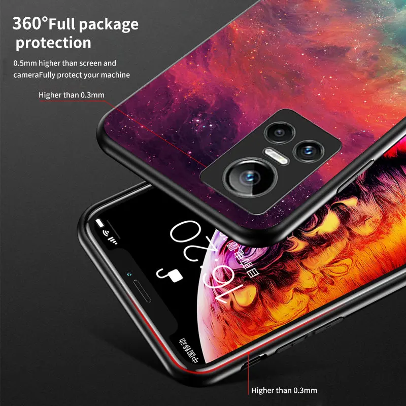 Realme GT Neo3 RMX3561 RMX3560 чехол Звездное зернистое закаленное стекло Жесткая крышка
